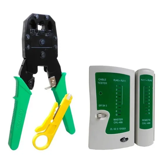 Pinza Ponchadora 3 En 1 Rj45 Rj11 Rj12 Con Tester Probador