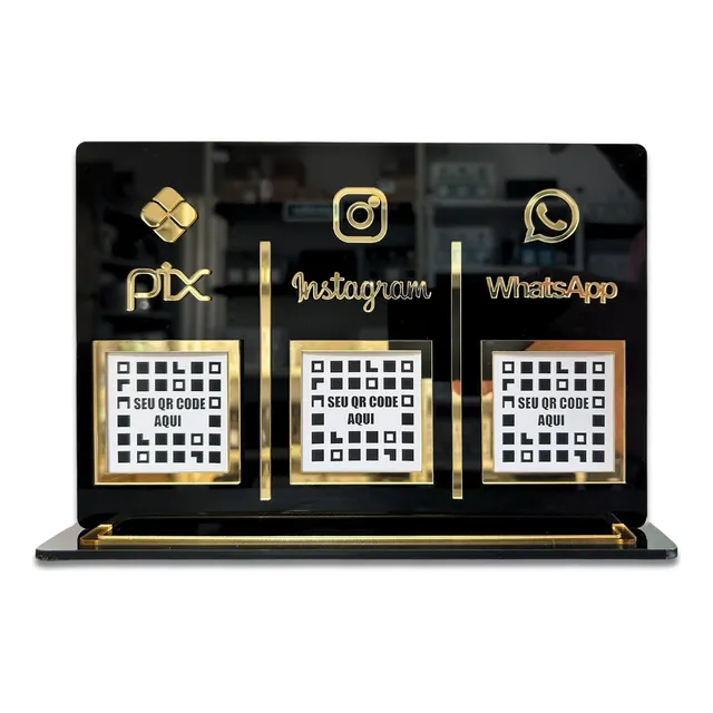 Placa De Pagamento Pix Acrílico Com 3 Qr Code