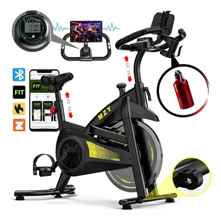 Bicicleta Ergométrica Spinning Profissional 2m Inércia 13kg + Bluetooth App Capacidade de peso 150 kg JMJN Amarelo