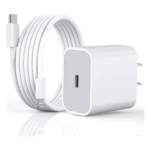Combo Cargador 20w + Cable Usb C Carga Rápida Para Iphone Color Blanco Blanco