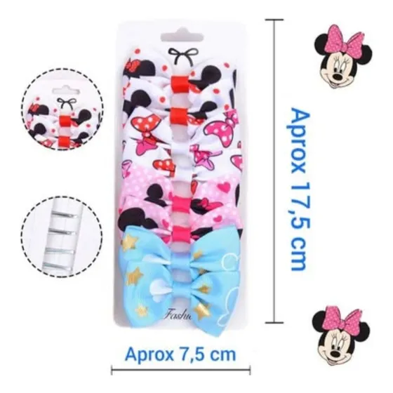 4 Pares De Lazos Pequeños Para Niñas De Minnie Mouse