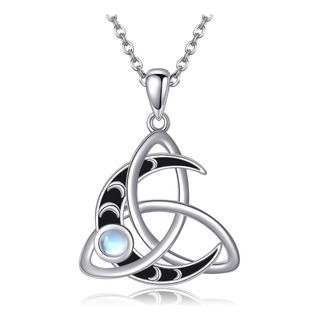 Jerwli Collar De Luna Con Nudo Celta De Plata De Ley 925 Con Jerwli Collar De Luna Con Nudo Celta De Plata De Ley 925 Con
