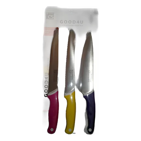 Set 3 Cuchillos Cs Kochsysteme Good4u Blister Acero Inox