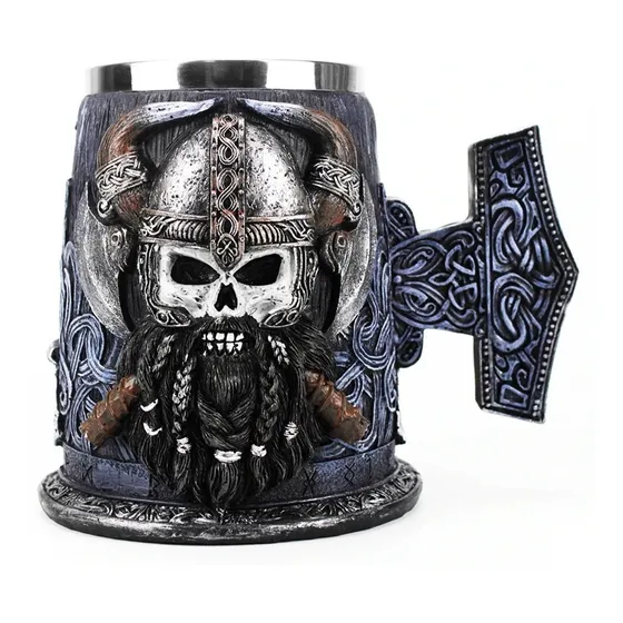 Taza Tazon Mug Calavera Guerrero Acero Inoxidable 600ml