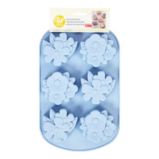 Molde Silicona Flores 6 Cavidades Mini Cakes 8cm Wilton - Cc Molde Silicona Flores 6 Cavidades Mini Cakes 8cm Wilton - Cc