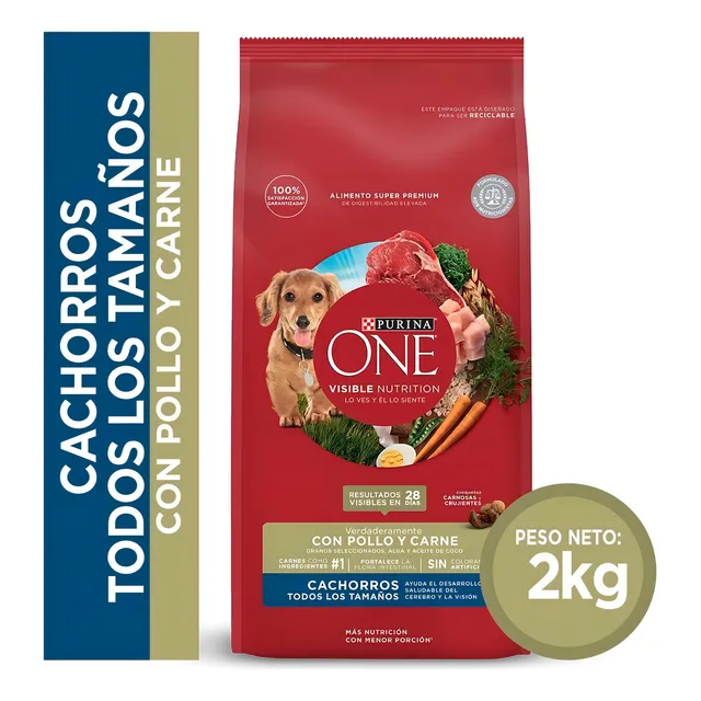 Alimento Purina Purina One para perro cachorro todos los tamaños sabor pollo y carne de 2 kg