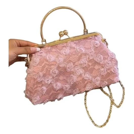 Bolso Bolsa Estilo Chino Encaje Floral Cadena Envío Incluido
