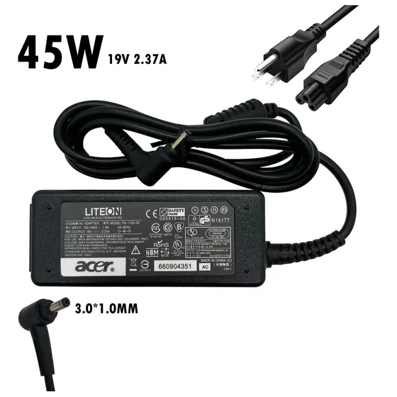 Cargador De Laptop Acer 19v 2.37a 45w 3.0x1.0mm Punta Codo