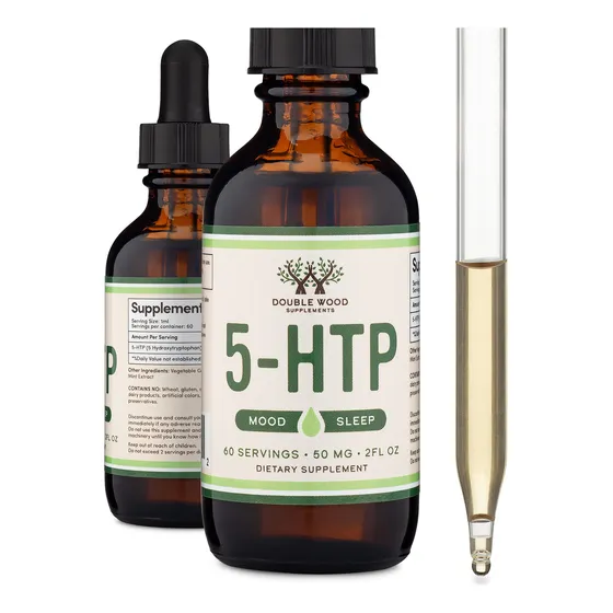 Suplemento Double Wood 5htp En Gotas Líquidas, 50 Mg, 60 Por