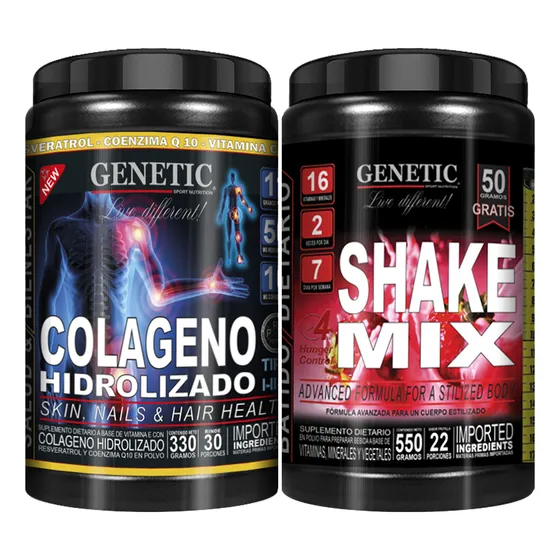 Reemplaza Comidas Shake Mix Colageno Resveratrol Q10 Genetic