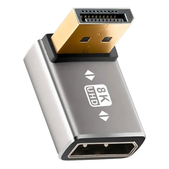 Adaptador Displayport 8k 4k Ângulo Reto
