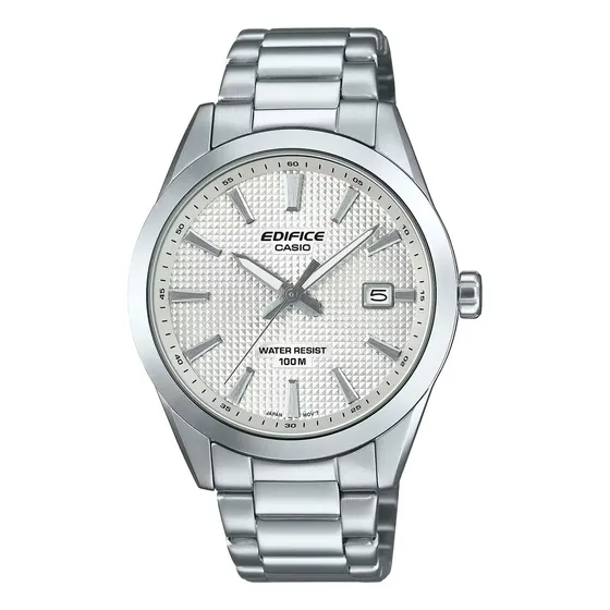 Reloj Casio Edifice Efv-160d Acero Sumergible Calendario Plateado Blanco | Cuotas sin interés