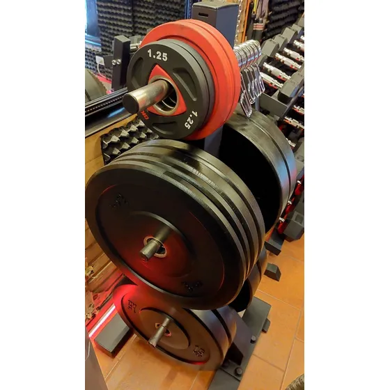 3 Barras Olimpicas + 157,5 Kg Discos Bumper + Rack Discos