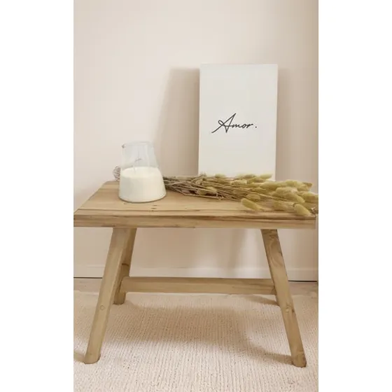 Banco Nordico Hena & Co Alamo Macizo 50cm Recib/ Mesa De Luz