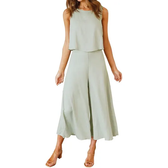 Mujer 2 Piezas Crop Top Verano Pantalones Conjunto Casual