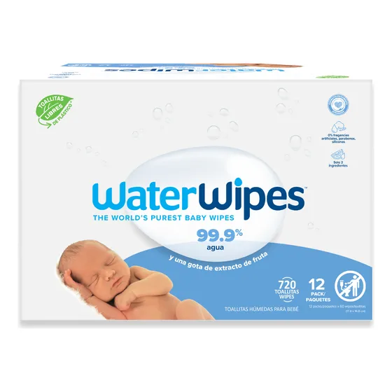 Waterwipes Toallitas Húmedas Value Box (12 Pack X 60 Unds) 720 Unds | 99.9% Agua | Piel Sensible