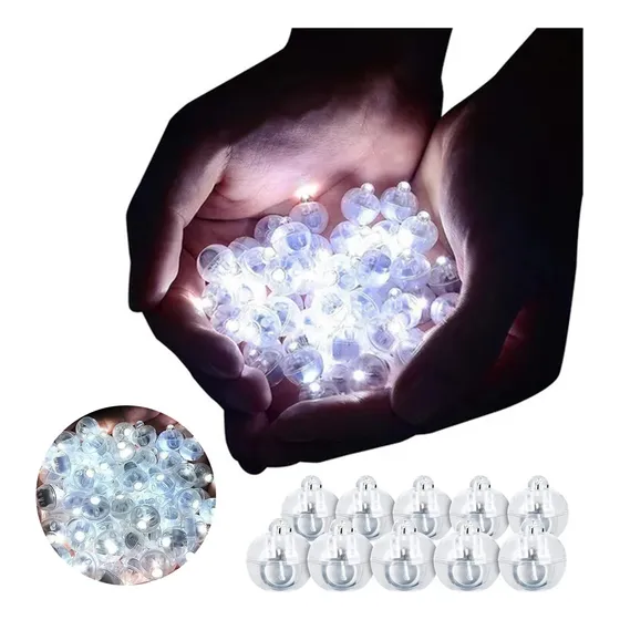 100 Pzs Mini Luces Led Redondas De Globos De Luz De Blanco