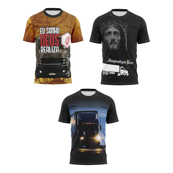 Kit 3 Camiseta Chofer262 Eu Sonho Camisa Estradeiro Caminhão
