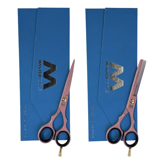 Tijeras Peluqueria Filo Navaja + Pulir Mastertools Rosada
