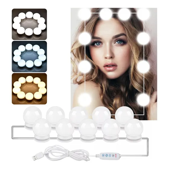 Luces Para Espejo Maquillaje 10 Bombillas Led,3 Colores