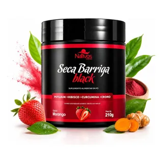 Suplemento Alimentar Seca Barriga Black Cromo Em Pó 210g Morango