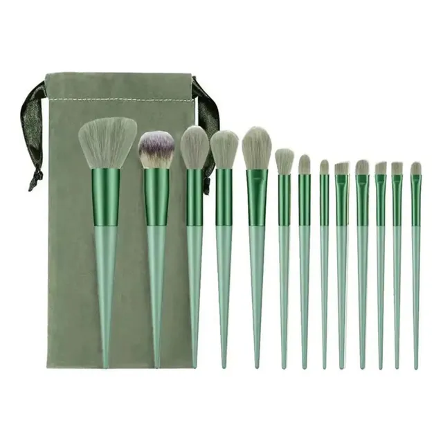 Set 13 Pinceles Y Brochas De Maquillaje + Estuche