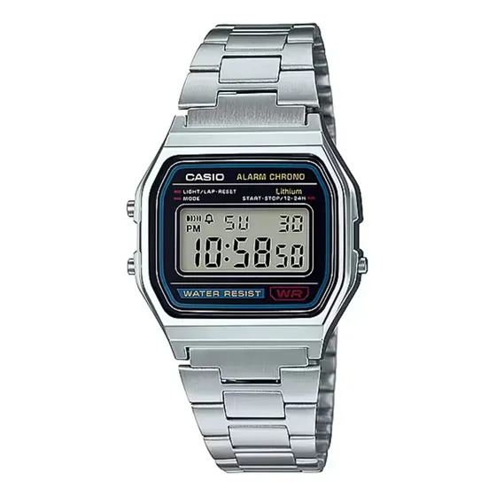 Reloj Casio Japón vintage A158wa-1df plateado digital