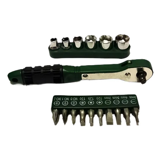 Destornillador Carraca Llave Combo Conjunto Con Tomas Métric