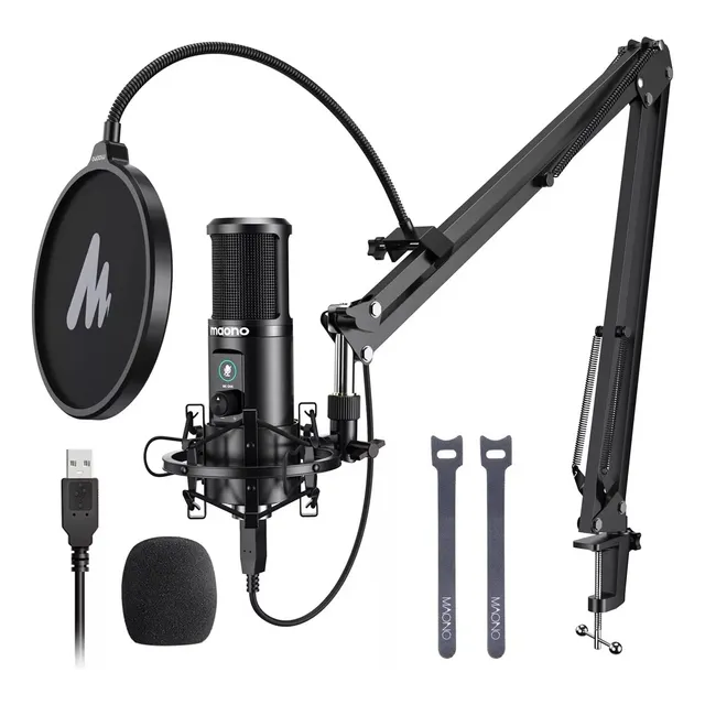 Maono AU-PM421S Podacst Micrófono Usb Condensador Profesional 192khz24bit Con Silencio Ganancia Para Grabación Gamer Streaming Youtube Compatible Con PC Celular Ps5 Mac Pm421