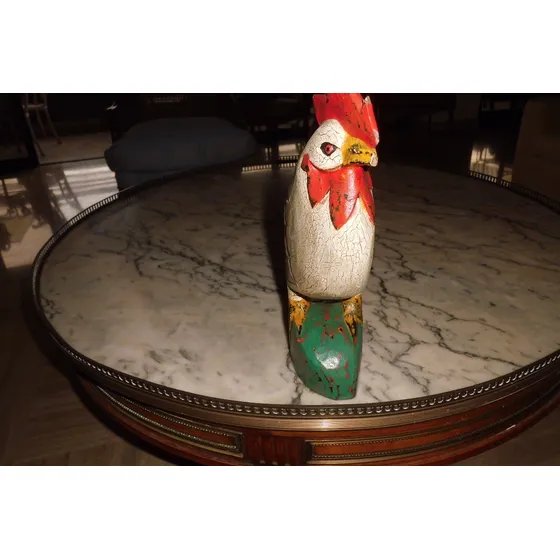 Gallo En Madera Con Base