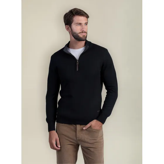 Sweater Media Polera Con Cierre Hombre. Oxford Polo Club