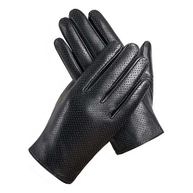 Forro Fino Guantes De Piel De Cabra Para Hombre, Negro