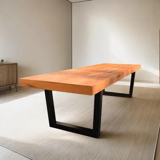 Mesa De Jantar Estilo Industrial 220x100 Pés De Aluminio