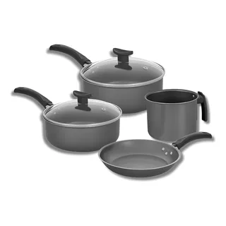 Jogo De Panelas Antiaderente 4 Peças Aluminio Fort-lar Preto