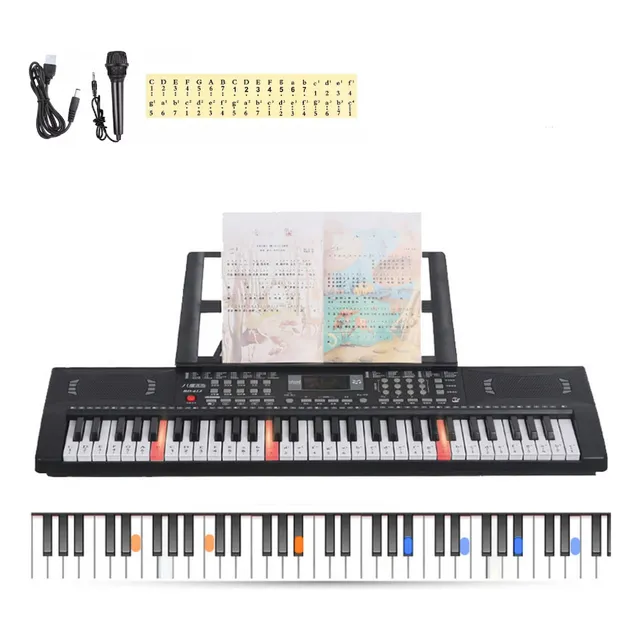 Teclado Piano Musicales Digital De 61 Teclas Con Micrófono