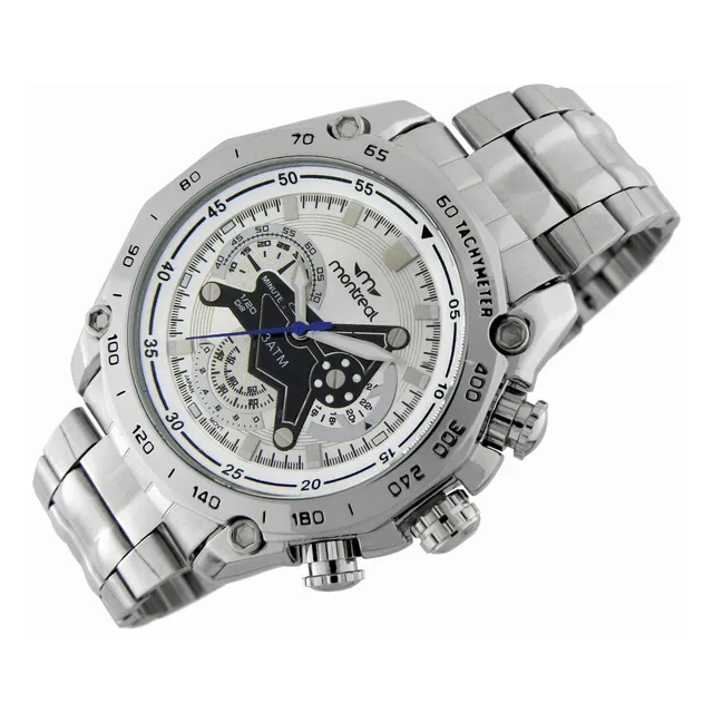 Reloj Montreal Hombre Ml1864 Malla Acero Agujas Luminosas