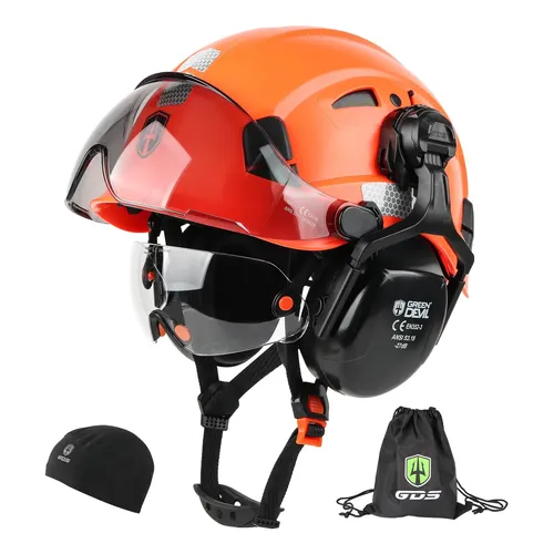 Capacete Seguranaa Green Devil Mervex Viseira Abafadores Abs