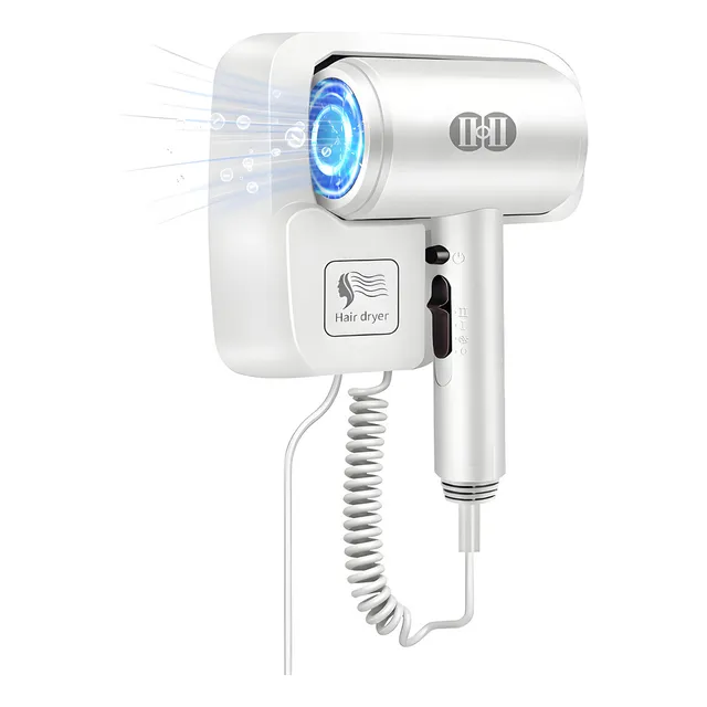 Secador De Cabello De Pared Ciicii® C159Secador De Pelo Profesional,1600w De Alta Potencia triple Temperature Ajustables Secador De Pared Para Uso Doméstico Y Hoteles