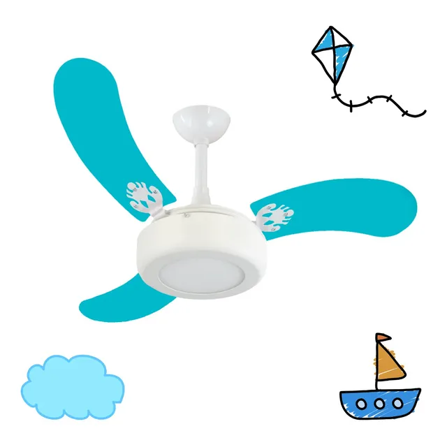 Ventilador De Teto Infantil Criança Quarto Com Led Incluso