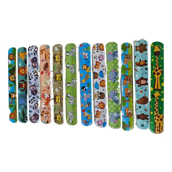 Pack 12 Pulseras Slap Infantil Para Sorpresas De Cumpleaños