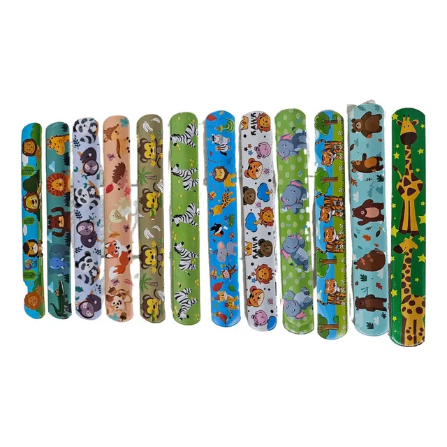 Pack 12 Pulseras Slap Infantil Para Sorpresas De Cumpleaños
