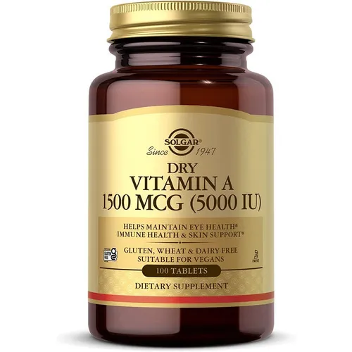 Vitamina A Seca 1500 Mcg (5000 Iu) Solgar 100 Tabletas Sabor Neutro