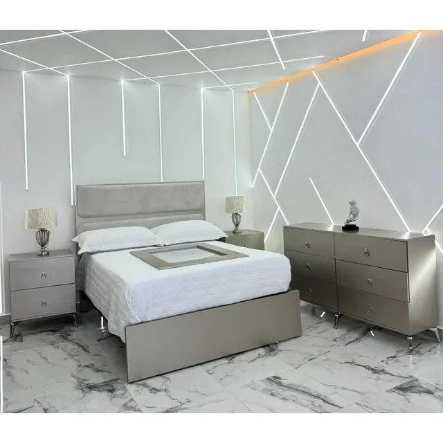 Juego De Habitacion Moderno Espaldar Tapizado Queen 60x75