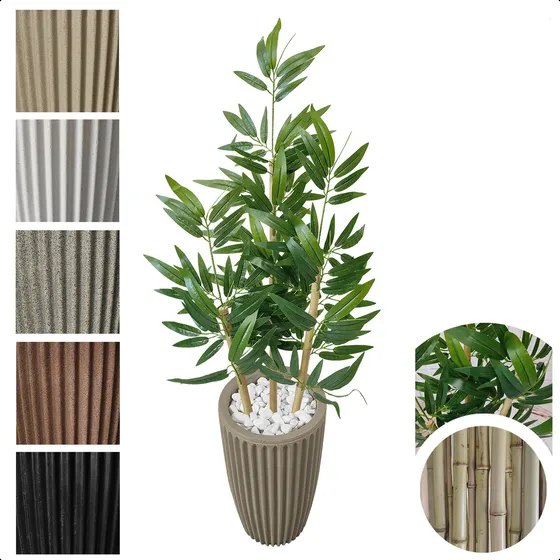 Bambu Da Sorte Artificial Folha Grande Com Vaso Decorativo