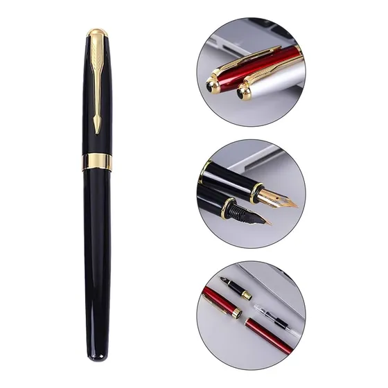 Pluma Fuente Estilográfica Color Negro Marca Gullor Nueva 