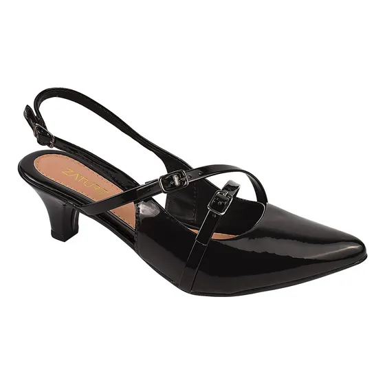 Sapato Feminino Social Scarpin Slingback Bico Fino Zature