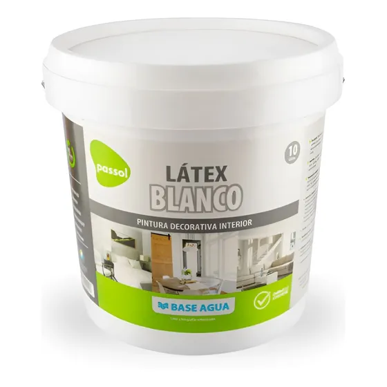 Pintura De Látex Passol Latex Aplauso Color Blanco Con Acabado Mate De 10l