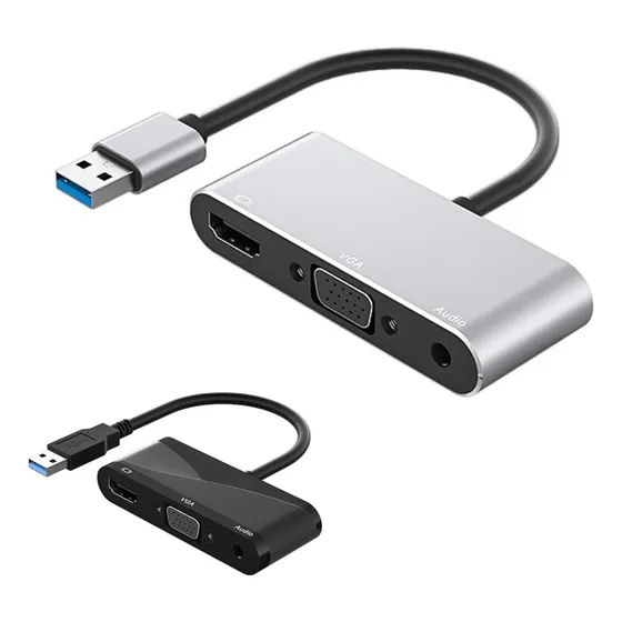 Usb3.0 A Hdmi Vga Convertidor 2 En 1
