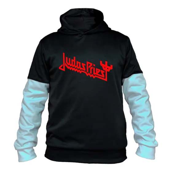 Buzo Hoodie Blanco-negro Judas Priest
