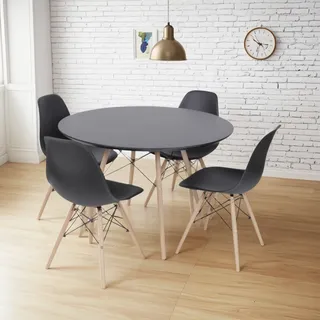 Conjunto Mesa Eames Preta 90cm E 4 Cadeiras Eames Pp Preta Conjunto Mesa Eames Preta 90cm E 4 Cadeiras Eames Pp Preta